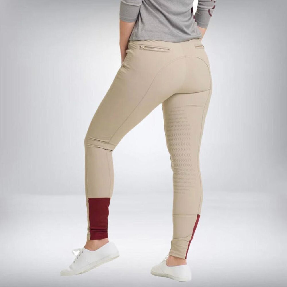 EQUO tan burgundy riding pants equestrian performance pants never worn